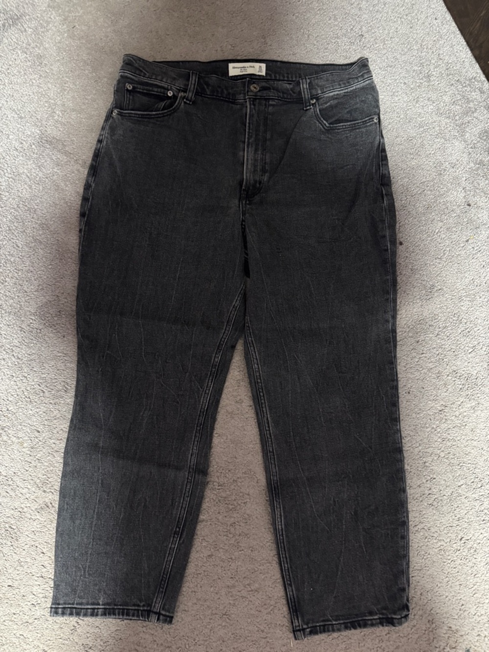 Abercrombie & Fitch Women’s The Mom High Rise Washed Black Jeans